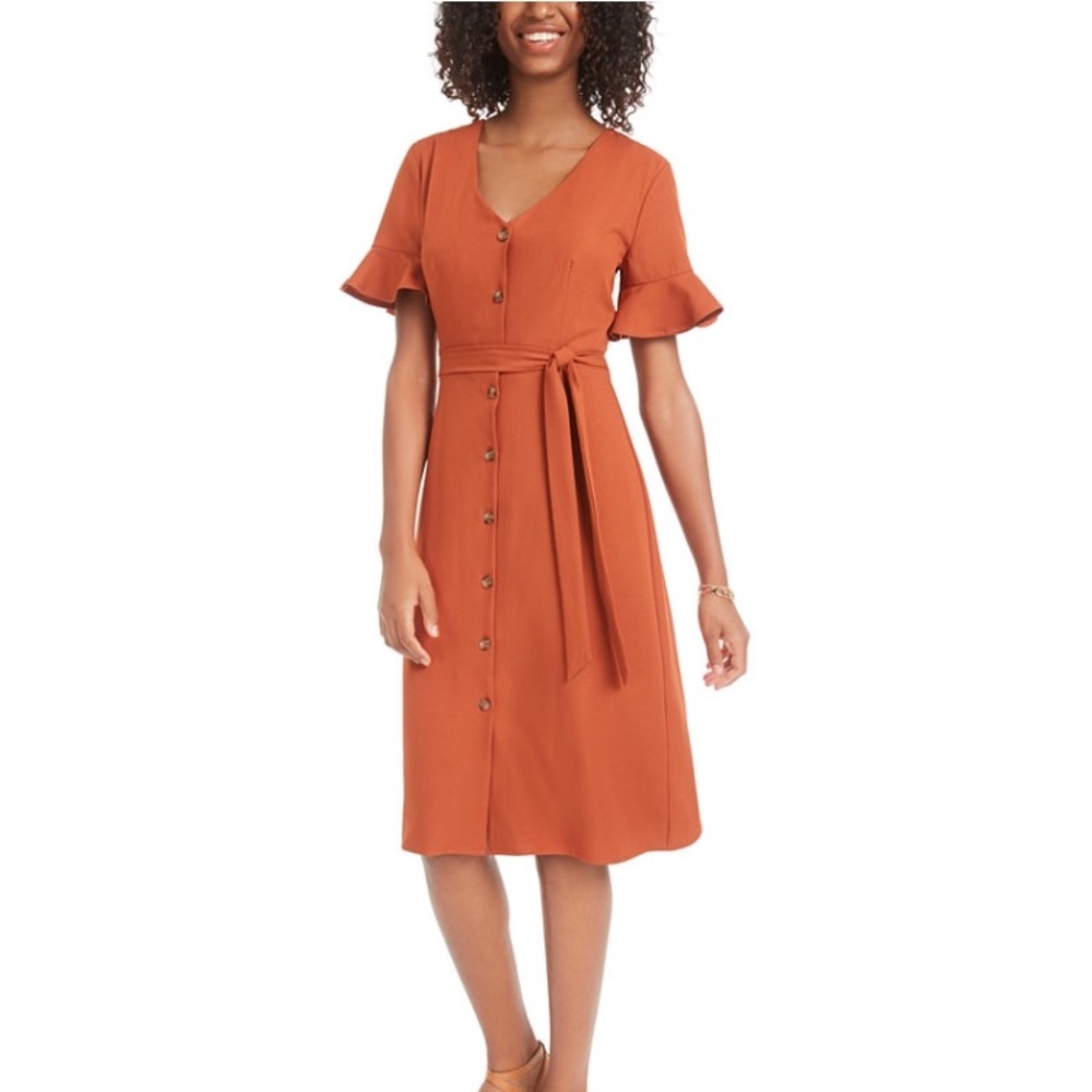 NEW Rust Colored Shirt Dress Sz L